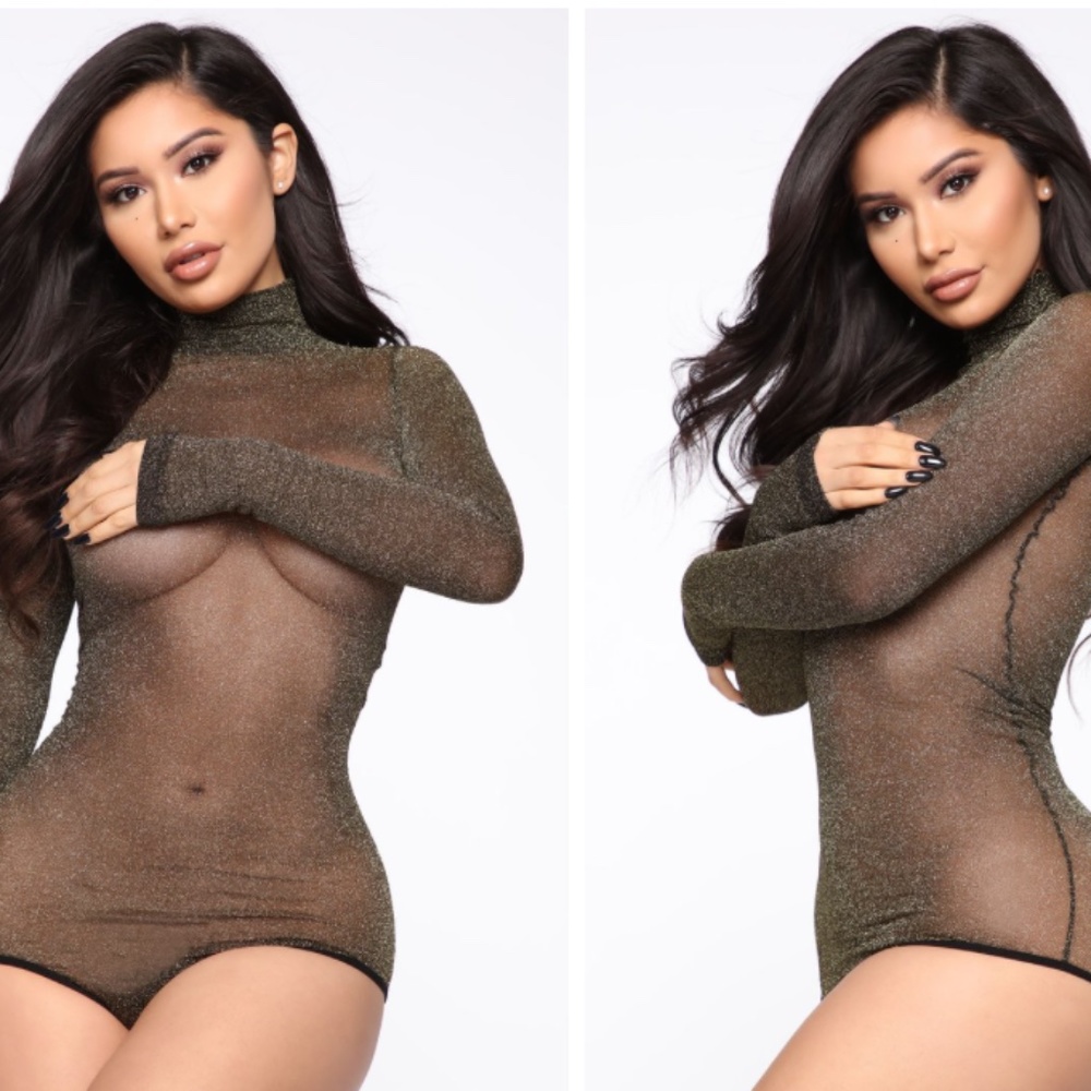 NWT | Mesh Black & Gold long sleeve teddy